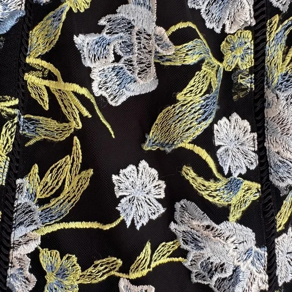 Rachel Rachel Roy Blue Floral Embroidered Sheath Dress Mesh Overlay Size 2 - Picture 5 of 13